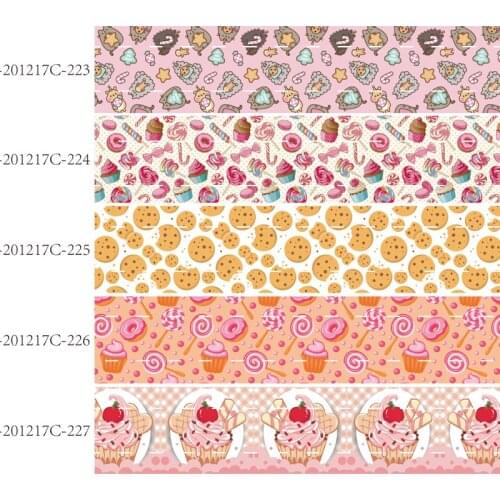 50 yards/lot) Kids DIY 16mm 22mm candy and cake printed grosgrain ribbon