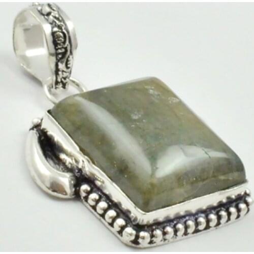 Labradorite Pendant Silver Overlay over Copper , 40 mm, P3476