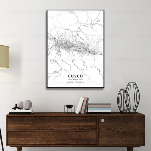 Lima Cusco Trujillo Arequipa Peru Canvas Art Map Poster