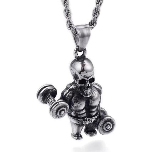 Fitness skull pendant fitness mens titanium steel