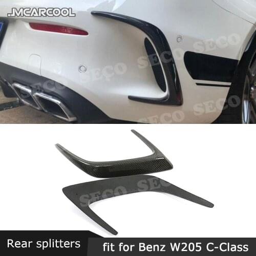Carbon Fiber / FRP Black Rear Bumper Trims Side Vents Spoiler for Mercedes Benz C Class W205 C63 AMG C200 C260 C300 Coupe 15-17