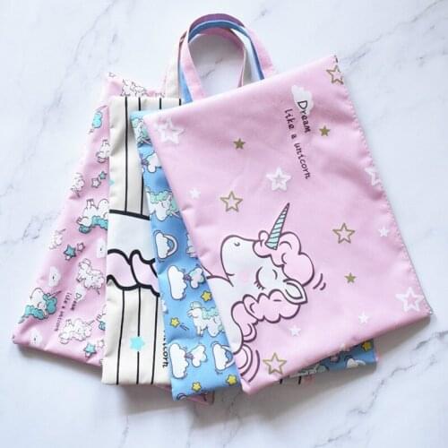 New Cute Cartoon Unicorn Colorful File Bag A4 Document Bag File Folder Stationery Filing Product School Office Supply