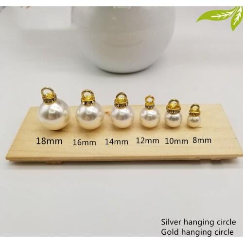 Hot 20pcs/lot ABS Pearl Ball Bead Pendant DIY Handmade Earrings Bracelet Necklace Apparel Headwear Charms Jewelry Accessories