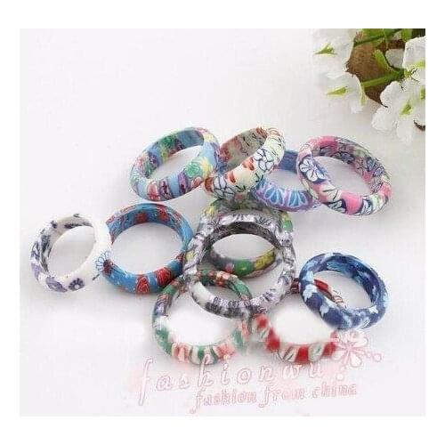 Mix Color Thin Polymer Clay Rings Cute cartoon children mixed ring