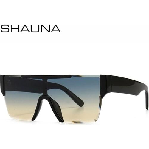 SHAUNA Oversize Flat Top Half Frame Sunglasses Fashion One-Piece Square Gradient Shades UV400