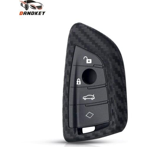 Dandkey Car Styling Carbon Fiber Pattern Silicone Auto Key Case For BMW X5 X6 X4 X3 1 2 Series Smart Keys Car Protector Cover