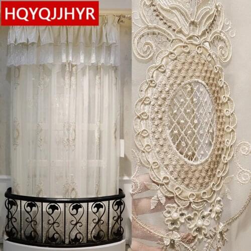 Modern luxury villa embroidered Voile Curtain for living room windows high quality elegant tulle for bedroom hotel