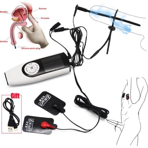 Super Strong Dual Output Host,Electric Stimulation Urethral Catheter Dilator Penis Ring Massage Pads SM Sex Toy Male Masturbator