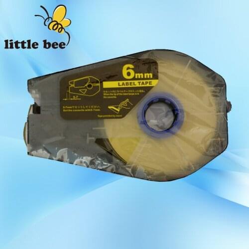 Free shipping Label Tape Cassette 6mm x 30m (Yellow) cable ID printer tube printer Mk1000 Mk2000 Mk1100,Mk2100 Mk1500 Mk2500