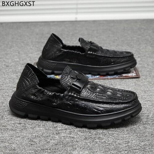 Loafers Crocodile Shoes Man Black Leather Casual Shoes for Men 2021 Fashion Slip on Shoes Men Zapatillas Hombre Chaussure Homme