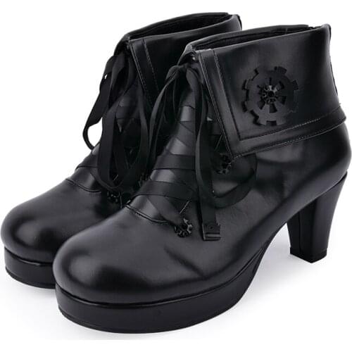 Gothic High Heels Pu Princess Kawaii Lace Up Japanese Cute Anime Cos Lolita Shoes Women Harujuku Cosplay Shoe Feminine Loli Wear
