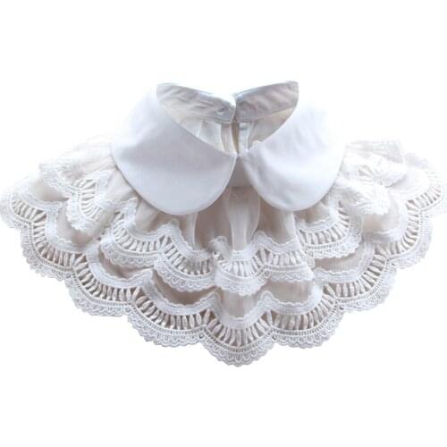 Vintage Women Embroidered White Cotton Shirt Peter Pan collar decoration Beautiful black white cloak new blouse shawl sunscreen