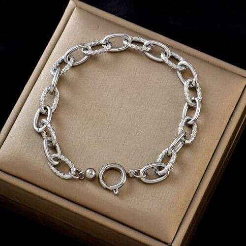 Punk Style 316L Stainless Steel No fading Adjustable Length Thick Chain Bracelets Simple Hip-Hop Trend Bangles Womens Gift