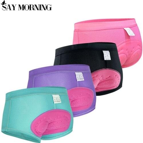 SAY MORNING Womens Cycling Shorts For Bicycle Womens Shorts Briefs Breathable Shockproof 3D Silicone Underwear Women Sports