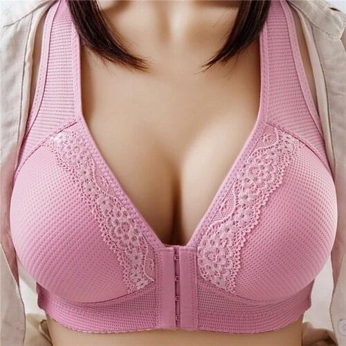 WomenS No Steel Ring Front Buckle Beautiful Back Thin Sexy Underwear Front Closure Bra Wireless Bra Cup