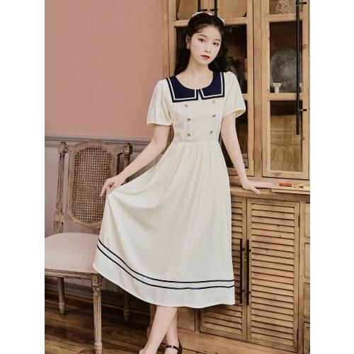 2020 new fashion womens clothing Sailor Collar Vintage dresses dress women