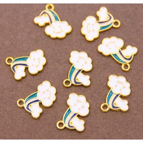 10pcs/Set Enamel Smile Face Cloud Charms Trinket Metal Cloud Pendants Alloy Dangle For Earrings Jewelry Making DIY