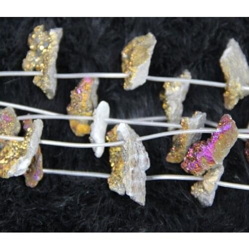 10pcs Rainbow Purple Druzy Crystal Geode Quartz Stone Pendant Neckace 15-25mm Each Druzy Crystal Rock Gems Necklace