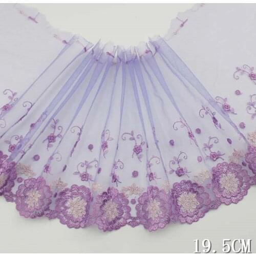 2Yards Embroidered Lace Trim Fabric Flower Edge Ribbon DIY Crafts Wedding Dress Clothing Lngeire Lace Material Handmade 19.5cm