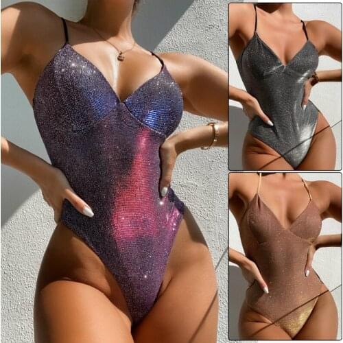 2021 Sexy Glitter Bikini Set Swimsuit Women New Two Piece Swimwear Push Up Beach Dress Bathing Swim Suit