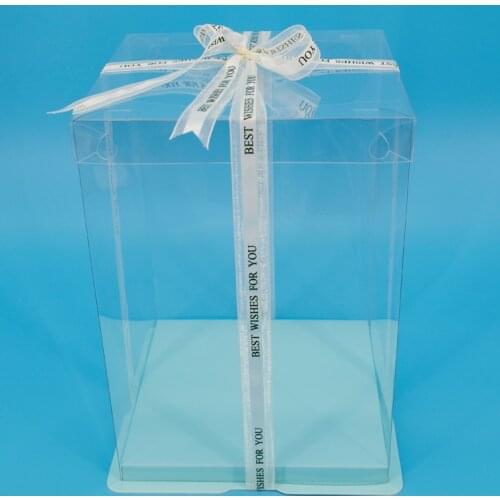 21.5*16 cm Blue Clear Border Strong Base Square Plastic Cake Box for 6 inch cake 8 inch cake box