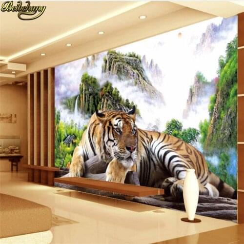 Beibehang papel de parede 3d room wallpaper for walls 3 d stereoscopic tigers wall paper murals tv sofa background wall decor