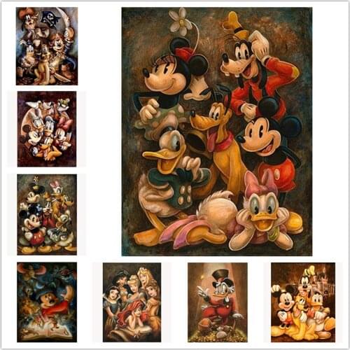 Disney DIY Mickey Diamond Painting Mickey Mouse and Donald Duck Rhinestone Cross Stitch Kits Handmade Embroider Crafts for Child