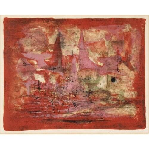 Free shipping abstract dream red landscape oil painting canvas painting prints printed on canvas wall art decoration picture