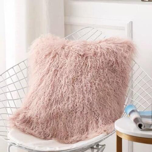 FREE SHIPPING CX-D-04 Customized Soft Colorful Mongolian Lamb Fur Cushion Cover Sheep Fur Chair Seat Cushion Cover