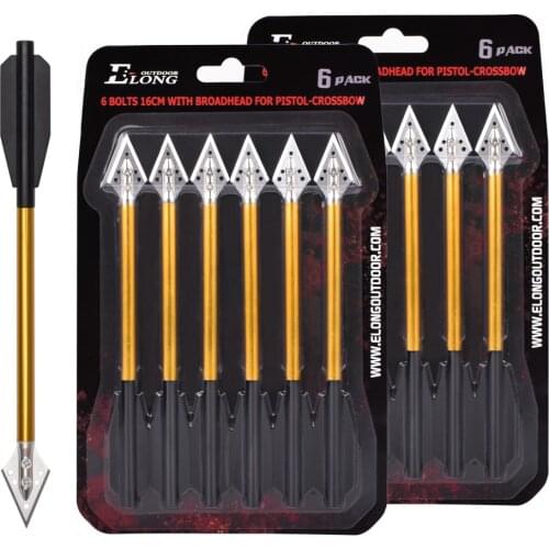 Aluminium Crossbow Bolts Arrows 6.5" Steel Broadhead Hunting Arrows for 50-80lbs Crossbow Pistol Fishing Hunting Target Practice