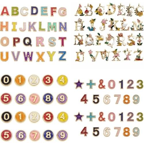 Enamel Alphabet Arabic Numerals Beads Alloy Loose Spacer Bead For Bracelet Necklace Anklet Jewelry DIY Accessory