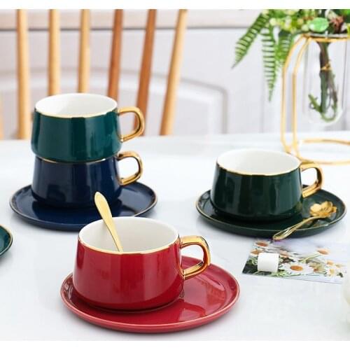 250ml Nordic Light Luxury Style Ceramic Coffee Cup And Saucer Set Porcelain Afternoon Tea Cups Suite Breakfast Milk Mug