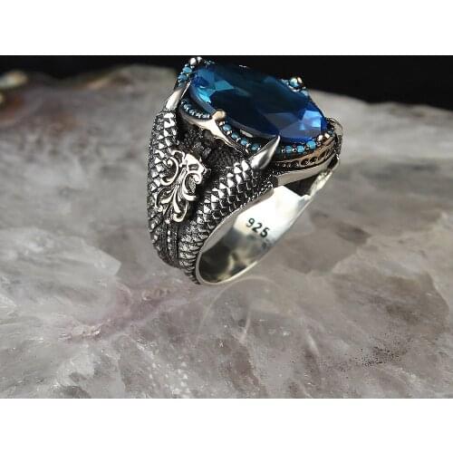Zircon Traditional Handmade Turkish 925 Sterling Silver Signet Rings Jewelry Gift From Turkey for Women Men