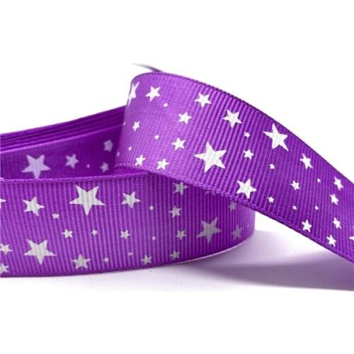 5yards 1" 25MM Grosgrain Ribbon Printed Stars for Christmas Wedding Decoration DIY Sewing Handmand Craft Accessories #04