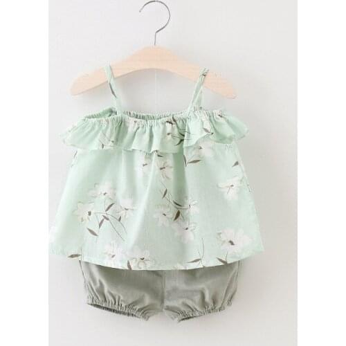 Newborn Girls Summer Clothing Casual Suit 2021 New Fashion Infant Girls Flower Print Sleeveless Vest + Short Pants 2Pcs Set