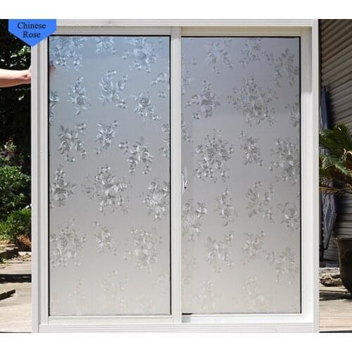 Frosted Static Cling 3D Frosted Static Cling 40-90 x 300cm Glass Block Window Films Monthly Rose Diacaustic Decorative Film