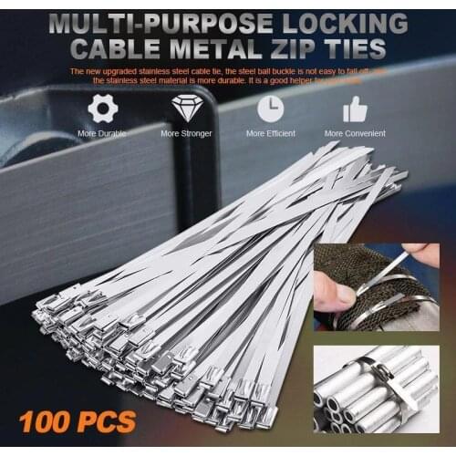 50/100PCS Multi-Purpose Locking Cable Metal Zip Ties Stainless Steel Cable twist Ties Metal Self Locking Zip Ties Dropshipping