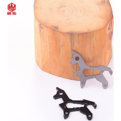 1PC Outdoor Multifunction EDC Tool Multitool Pony Shape Stainless Steel Screwdriver Wrench Opener Combination Tool Keychain