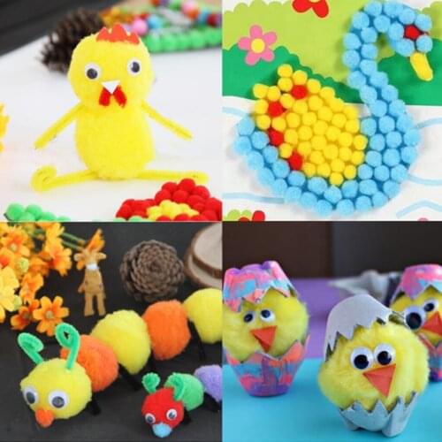 Pack of 100 Mini Pom Poms 18mm Pompoms Ball for Craft Making Cardmaking Scrapbooking Children School Project Christmas Gift