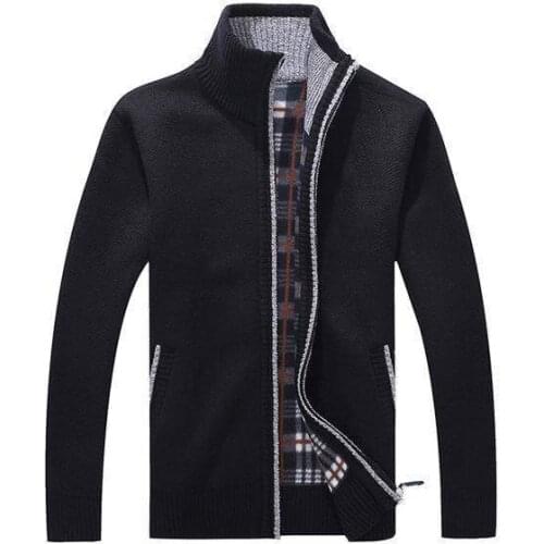 2020 Autumn Winter Mens SweaterCoat Faux Fur Wool Sweater Jackets Men Zipper Knitted Thick Coat Casual Knitwear