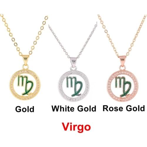 Star Zodiac Sign 12 Constellation Necklaces Pendants 3 color For Man Women Girl Couple Jewelry Birthday Gifts