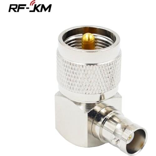 1PCS UHF PL-259 Male to BNC Female Right Angle Adapter Connector UHF PL259 Male to BNC Female Connector brass for computer LAN