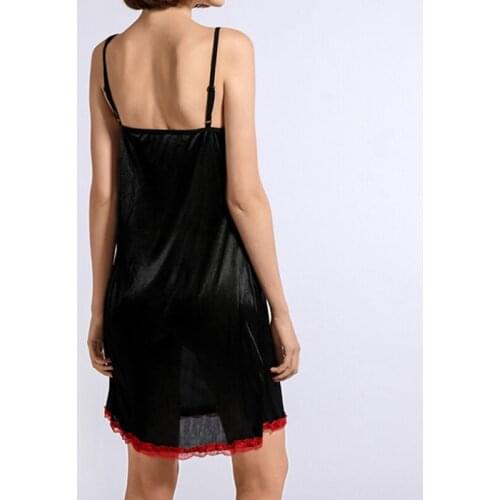 Sexy Sleepwear Women Lace Silk Satin Night Dress Sleeveless Sleepdress Nighties V-neck Nightgown Nightwear Mujer