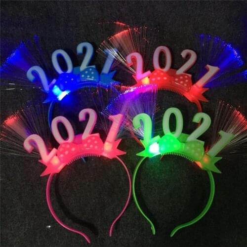 New luminous 2021 fiber hairband headdress concert headband Wechat business stall supply night market best selling head buckle