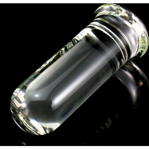 Cylindrical Shape Transparent Glass Anal Plug Huge Big Dildo Anal Dilator Vagina Expander Glass Dildos Butt Plug Adult Sex Toys