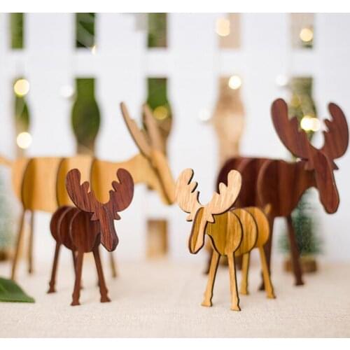 Christmas Decor New DIY Wooden Elk Ornaments Childrens Christmas Gifts for Home Bars Shopping Malls Festive Pendant