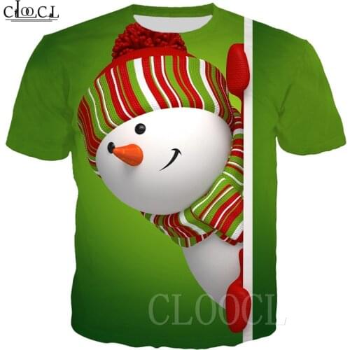 Christmas Peeking Snowman T-shirt Men Women 3D Print Short Sleeve Plus Size Tee Shirt Xmas Couple Pullovers Cute Christmas Gifts