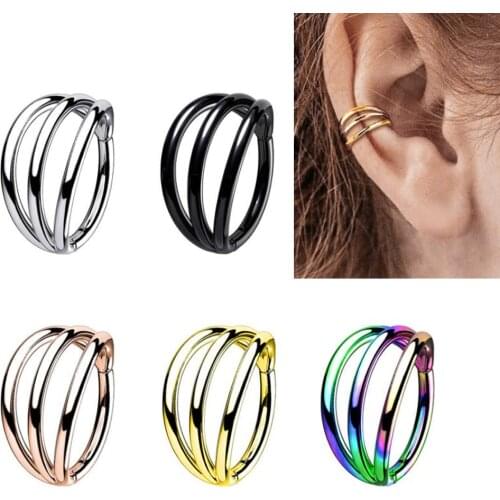 316L Surgical Steel Segment Tragus Helix cartilage earring Nose Ring Septum Clicker conch body Piercing jewelry for Women