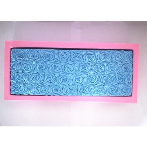 New DIY Big Long Square With Roses (R0780) Silicone Handmade Soap Mold Crafts DIY Mold Sugarcraft FM267