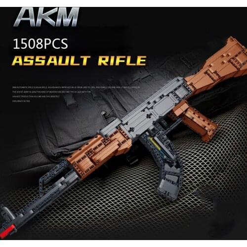 Technical military game batisbricks building block ww2 AKM Automatic rifle bricks shooting gun toys collection plastic bullets